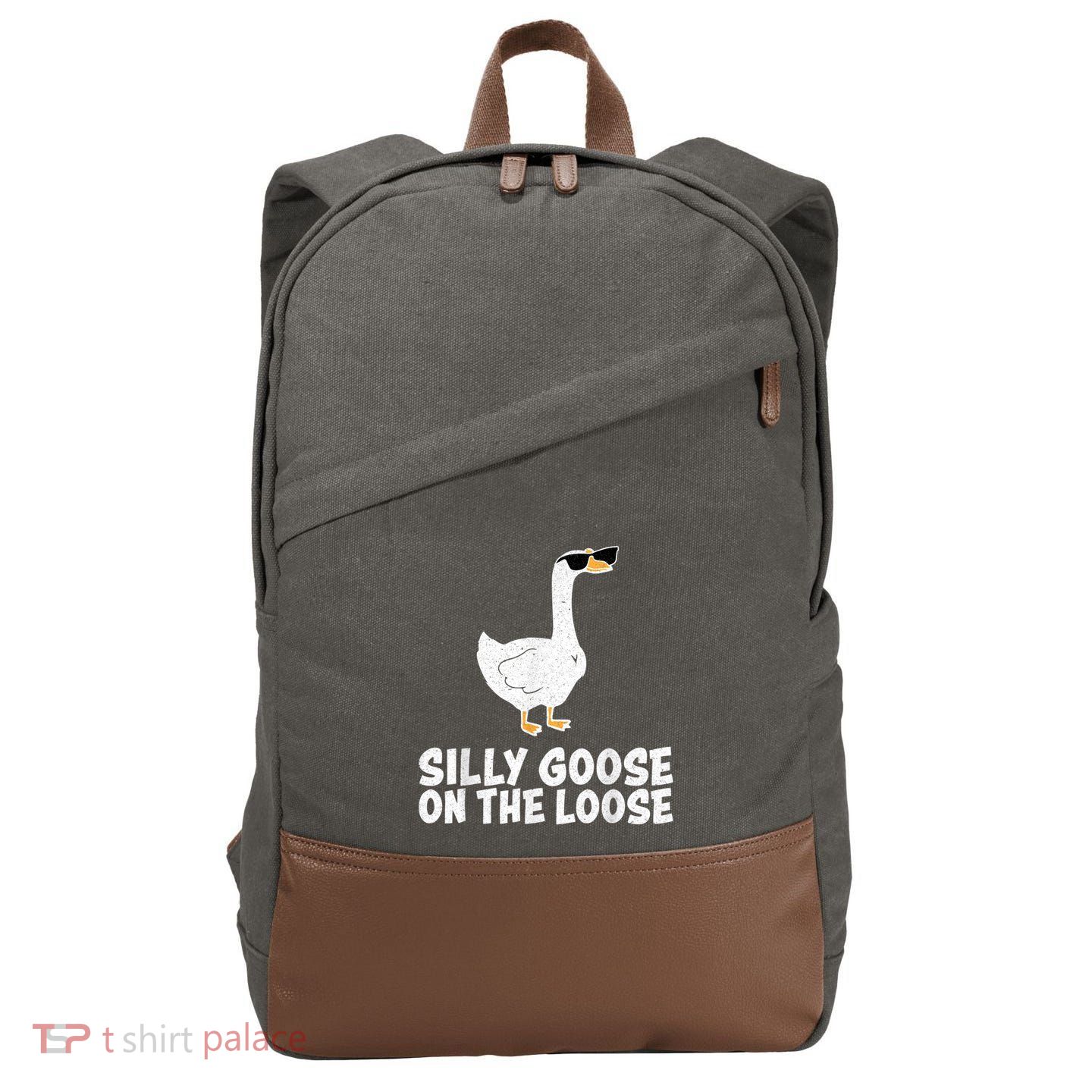 Funny Silly Goose On The Loose Cotton Canvas Backpack