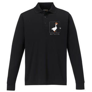 Funny Silly Goose Lover Mugshot Meme Got Too Silly Performance Long Sleeve Polo