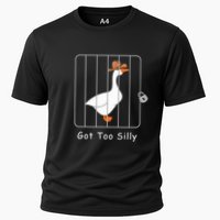 Funny Silly Goose Lover Mugshot Meme Got Too Silly Cooling Performance Crew T-Shirt