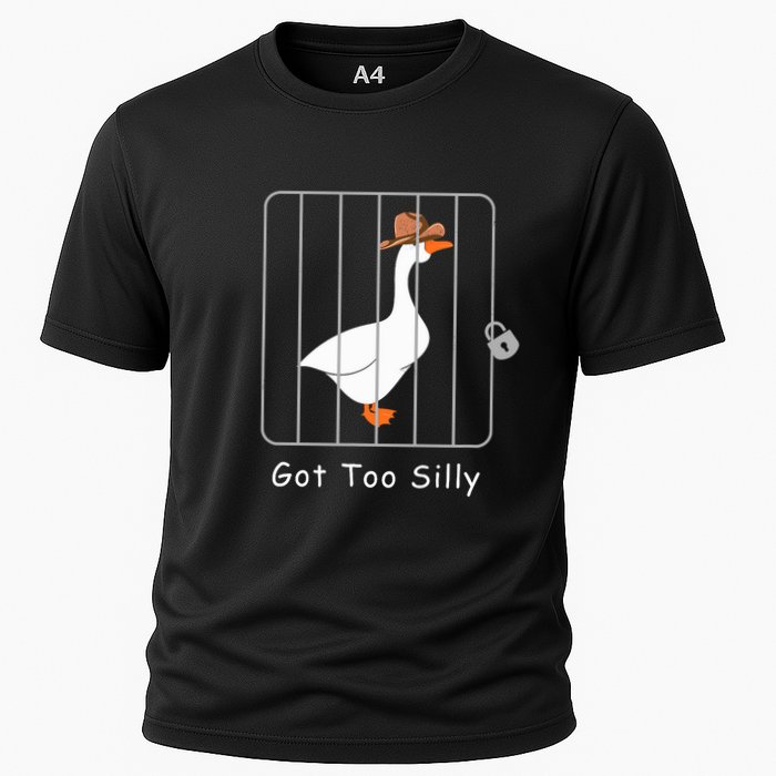 Funny Silly Goose Lover Mugshot Meme Got Too Silly Cooling Performance Crew T-Shirt