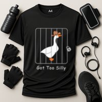 Funny Silly Goose Lover Mugshot Meme Got Too Silly Cooling Performance Crew T-Shirt