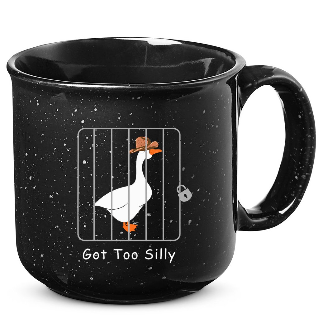 Funny Silly Goose Lover Mugshot Meme Got Too Silly 15oz Campfire Ceramic Mug