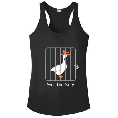 Funny Silly Goose Lover Mugshot Meme Got Too Silly Ladies PosiCharge Competitor Racerback Tank