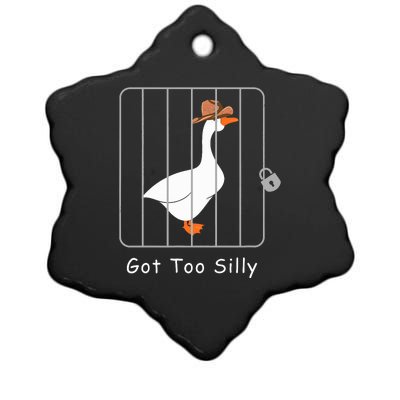 Funny Silly Goose Lover Mugshot Meme Got Too Silly Ceramic Star Ornament