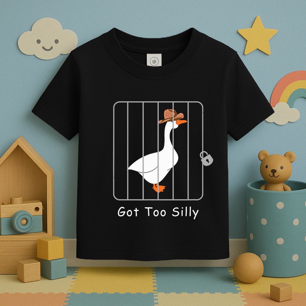 Funny Silly Goose Lover Mugshot Meme Got Too Silly Toddler T-Shirt
