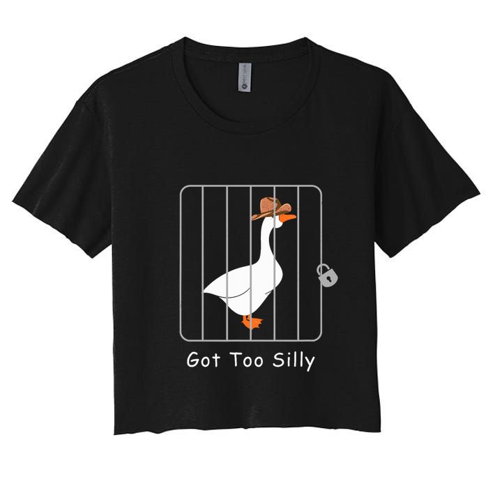 Funny Silly Goose Lover Mugshot Meme Got Too Silly Women's Crop Top Tee