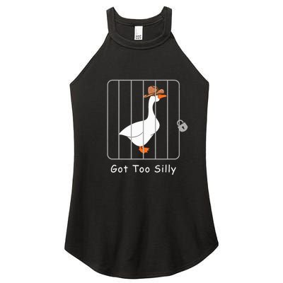 Funny Silly Goose Lover Mugshot Meme Got Too Silly Women's Perfect Tri Rocker Tank