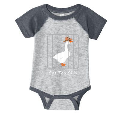 Funny Silly Goose Lover Mugshot Meme Got Too Silly Infant Baby Jersey Bodysuit