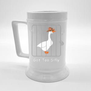 Funny Silly Goose Lover Mugshot Meme Got Too Silly Beer Stein