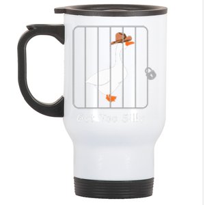 Funny Silly Goose Lover Mugshot Meme Got Too Silly Stainless Steel Travel Mug