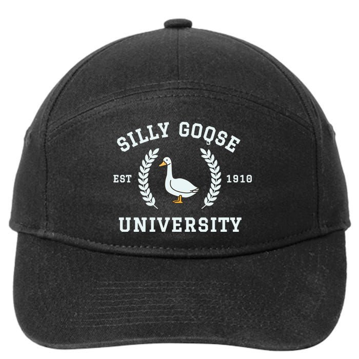 Funny Silly Goose University Funny Gift For Guys 7-Panel Snapback Hat