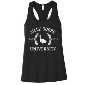 Funny Silly Goose University Funny Gift For Guys Women's Racerback Tank