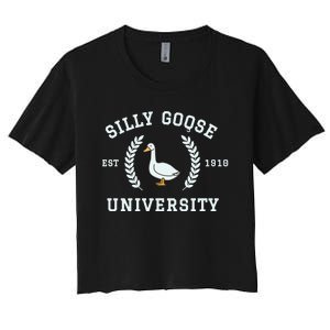 Funny Silly Goose University Funny Gift For Guys Women's Crop Top Tee