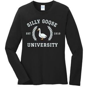 Funny Silly Goose University Funny Gift For Guys Ladies Long Sleeve Shirt