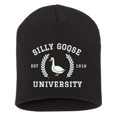 Funny Silly Goose University Funny Gift For Guys Short Acrylic Beanie