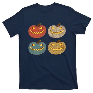 Four Scary Glowing Pumpkins Halloween Jack O Lantern Fall T-Shirt