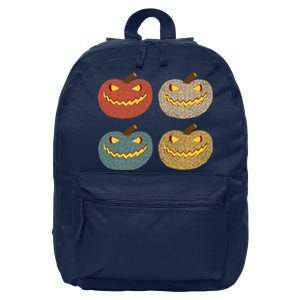 Four Scary Glowing Pumpkins Halloween Jack O Lantern Fall 16 in Basic Backpack