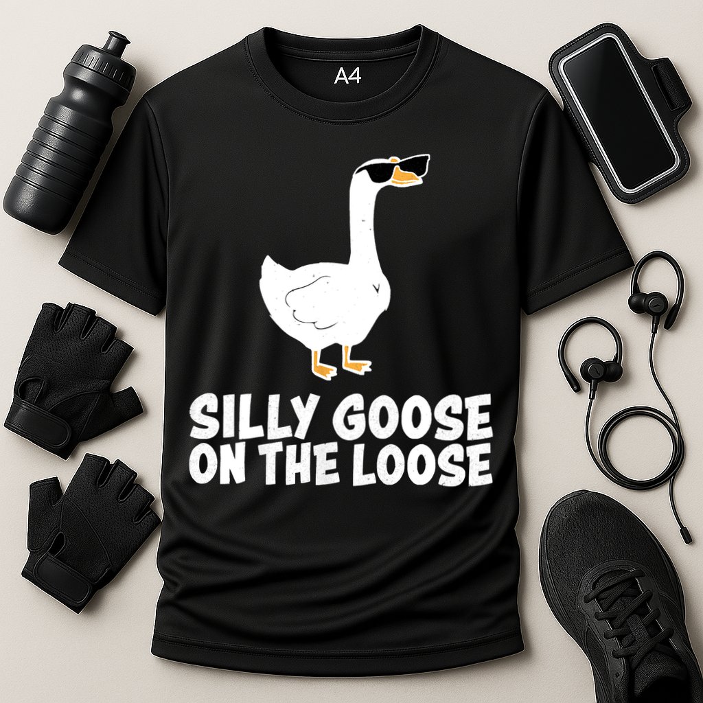 Funny Silly Goose On The Loose Performance Shirt