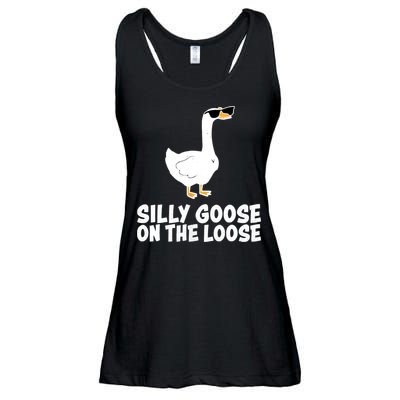 Funny Silly Goose On The Loose Ladies Essential Flowy Tank
