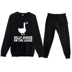 Funny Silly Goose On The Loose Premium Crewneck Sweatsuit Set