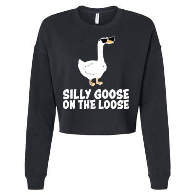 Funny Silly Goose On The Loose Cropped Pullover Crew