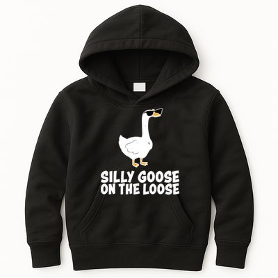Funny Silly Goose On The Loose Kids Hoodie