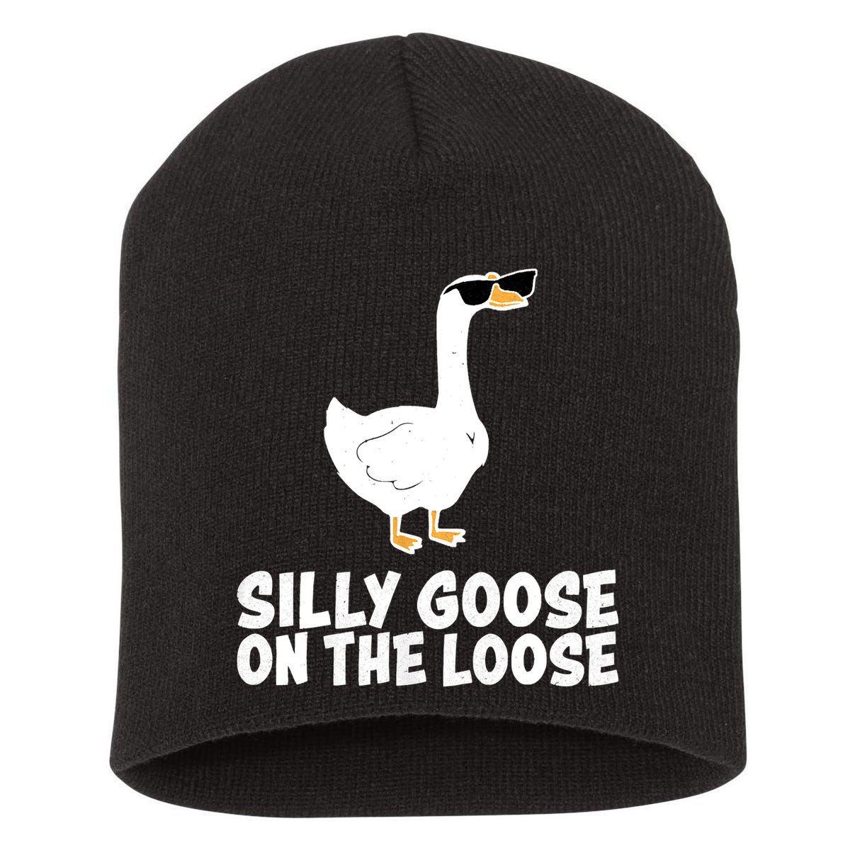 Funny Silly Goose On The Loose Short Acrylic Beanie