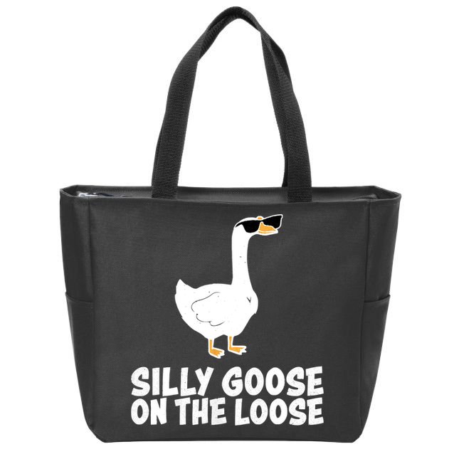 Funny Silly Goose On The Loose Zip Tote Bag