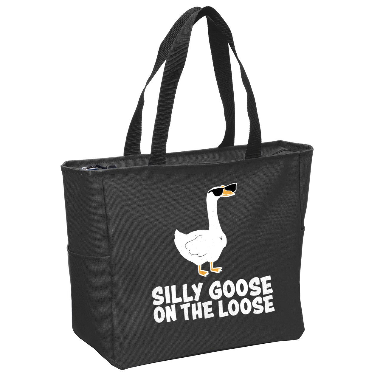 Funny Silly Goose On The Loose Zip Tote Bag