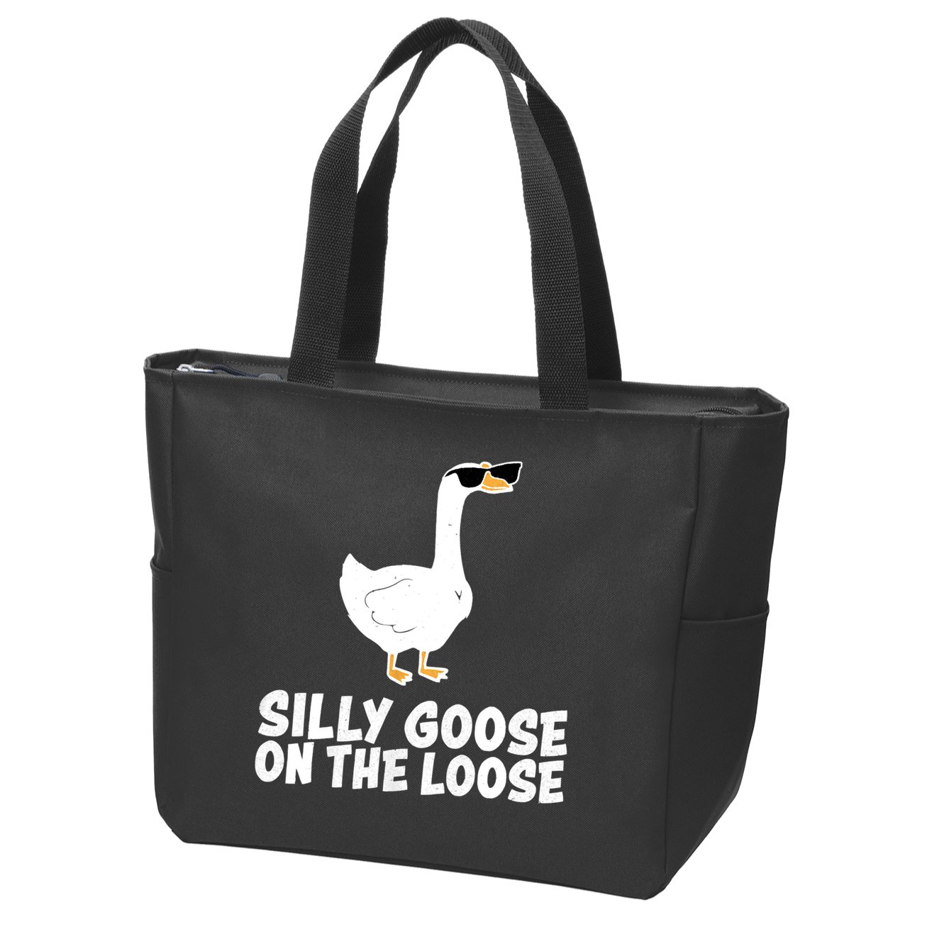 Funny Silly Goose On The Loose Zip Tote Bag