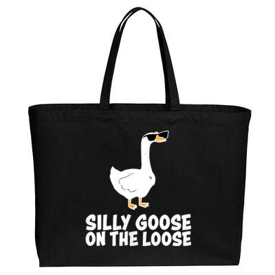 Funny Silly Goose On The Loose Cotton Canvas Jumbo Tote