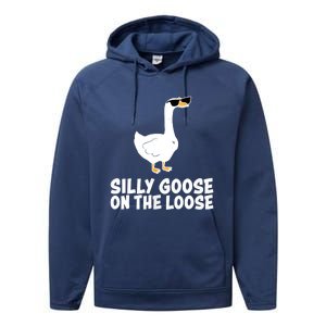 Funny Silly Goose On The Loose Performance Fleece Hoodie