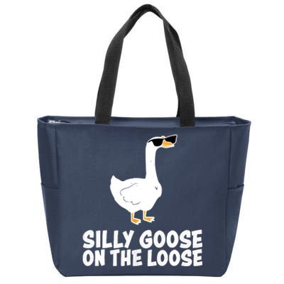 Funny Silly Goose On The Loose Zip Tote Bag