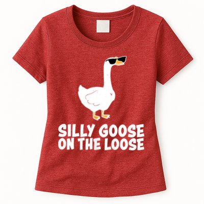 Funny Silly Goose On The Loose Womens T-Shirt