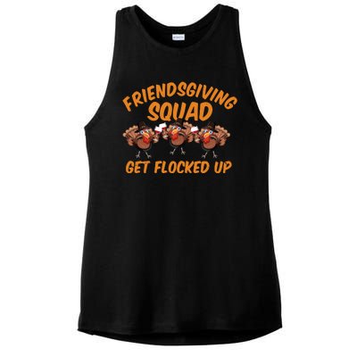 Friendsgiving Squad Get Flocked Up Funny Turkey Ladies PosiCharge Tri-Blend Wicking Tank