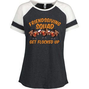 Friendsgiving Squad Get Flocked Up Funny Turkey Enza Ladies Jersey Colorblock Tee