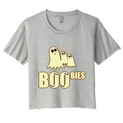 Funny Spooky Ghost Boobies Halloween Costume Women's Crop Top Tee