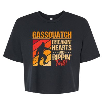 Funny Sasquatch Gasquatch Breakin Hearts Rippin Fart Bigfoot Bella+Canvas Jersey Crop Tee