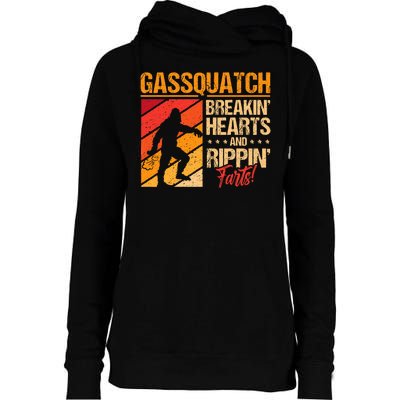 Funny Sasquatch Gasquatch Breakin Hearts Rippin Fart Bigfoot Womens Funnel Neck Pullover Hood