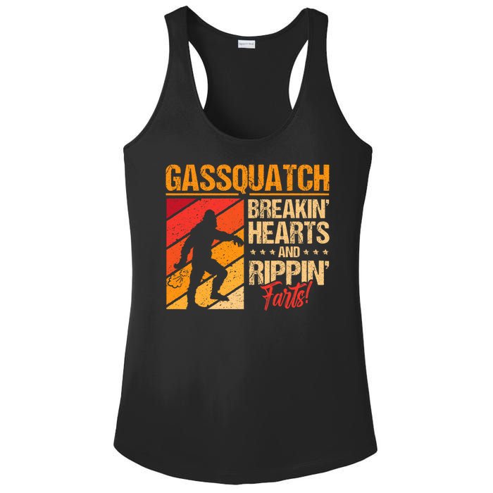 Funny Sasquatch Gasquatch Breakin Hearts Rippin Fart Bigfoot Ladies PosiCharge Competitor Racerback Tank