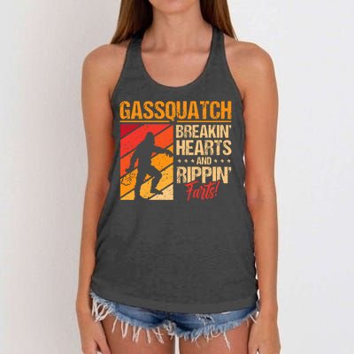 Funny Sasquatch Gasquatch Breakin Hearts Rippin Fart Bigfoot Women's Knotted Racerback Tank