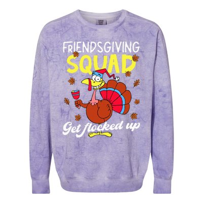 Friendsgiving Squad Get Flocked Up Matching Thanksgiving Colorblast Crewneck Sweatshirt