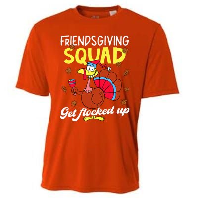 Friendsgiving Squad Get Flocked Up Matching Thanksgiving Cooling Performance Crew T-Shirt