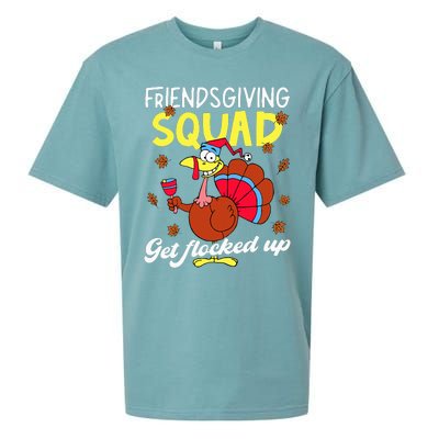 Friendsgiving Squad Get Flocked Up Matching Thanksgiving Sueded Cloud Jersey T-Shirt