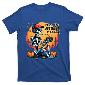 Funny Skeleton Gamer Halloween Gaming Pumpkin 2024 Cool Gift T-Shirt