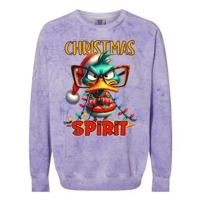 Funny Sarcastic Grumpy Duck Christmas Spirit Colorblast Crewneck Sweatshirt