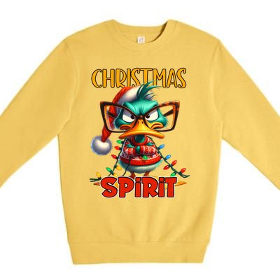 Funny Sarcastic Grumpy Duck Christmas Spirit Premium Crewneck Sweatshirt