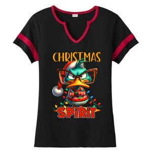 Funny Sarcastic Grumpy Duck Christmas Spirit Ladies Halftime Notch Neck Tee