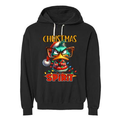 Funny Sarcastic Grumpy Duck Christmas Spirit Garment-Dyed Fleece Hoodie