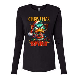 Funny Sarcastic Grumpy Duck Christmas Spirit Womens Cotton Relaxed Long Sleeve T-Shirt